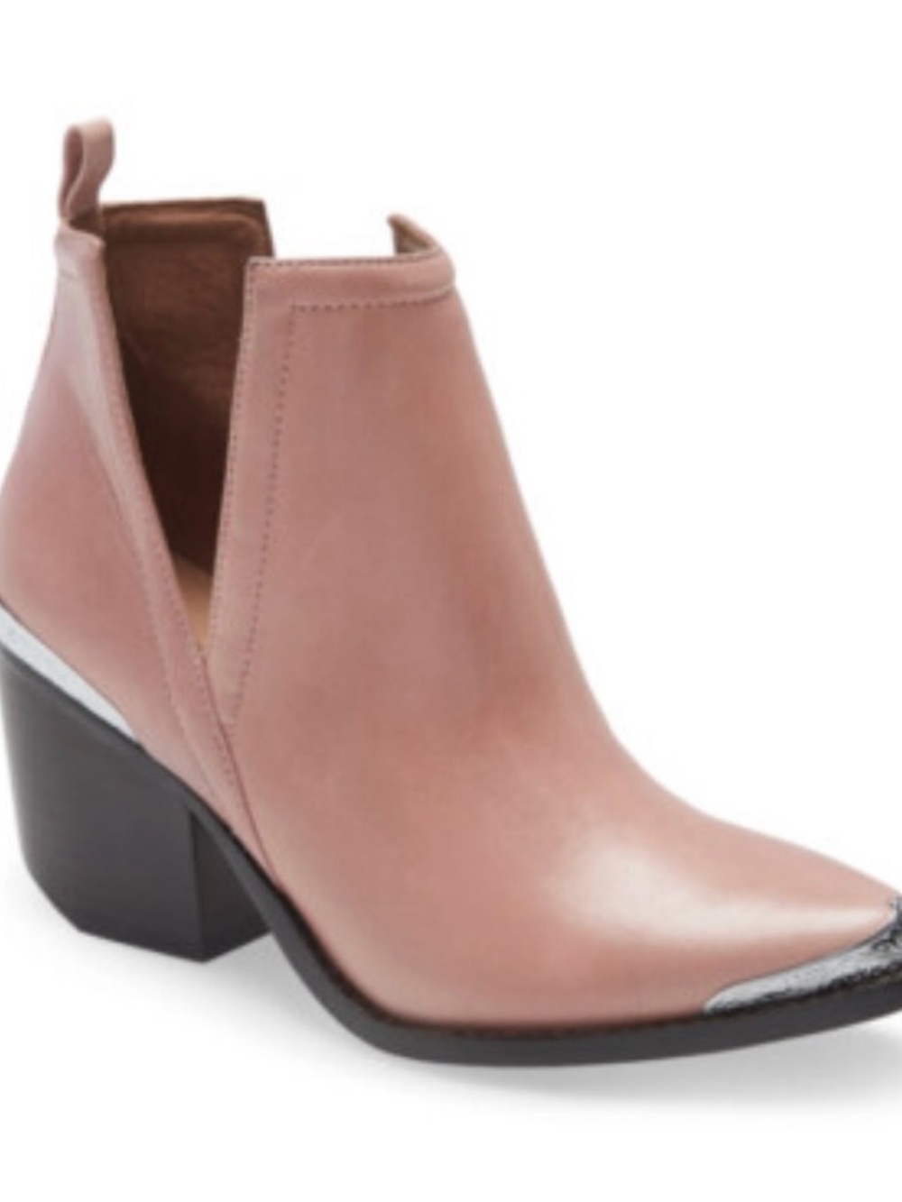 Jeffrey Campbell Pink Cromwell Leather Western Ankle Booties with Silver Toe Cap